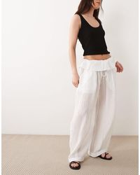 ASOS - Sheer Textured Pull On Balloon Trousers With Waist Detail - Lyst