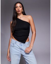 ASOS - Textured One Shoulder Ruched Top - Lyst