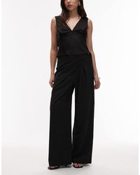 ASOS - Slinky Twill Tailored Wide Leg Pants With Wrap Skirt Detail - Lyst