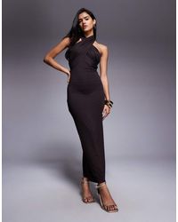 ASOS - Wrap Front Halterneck Midi Dress With Open Back - Lyst