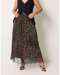 Yours Clothing - Leopard Lace Trim Skirt - Lyst