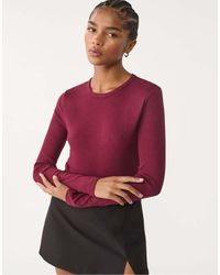 Stradivarius - Geribbeld T-Shirt Met Lange Mouwen - Lyst