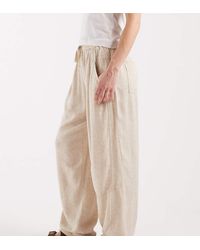 ASOS - Asos Design Petite Pull On Linen Twill Utility Trousers - Lyst