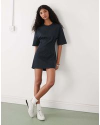 Monki - Structured Cinched Waist T-shirt Mini Dress - Lyst