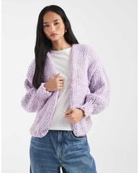 Kiwi & Co - Love Me Later Contains Wool Hand Knitted Chunky Knit Dropped Shoulder Balloon Sleeve Cardigan - Lyst