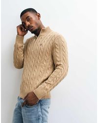 Polo Ralph Lauren - Icon Logo Cotton Cable Quarter Zip Sweatshirt - Lyst