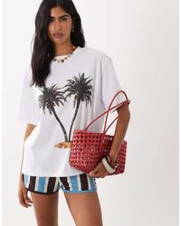 ASOS - Slub Jersey Oversized T-Shirt With Palm Tree Graphic - Lyst