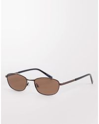 ASOS - Rectangle Metal Sunglasses - Lyst