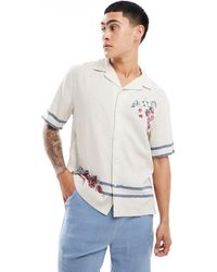 Abercrombie & Fitch - Short Sleeve Fruit Embroidery Revere Collar Linen Shirt - Lyst