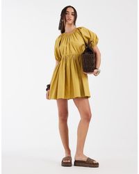 ASOS - Poplin Smock Mini Dress With Channel Detail - Lyst