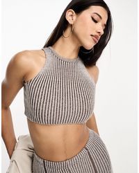 Missy Empire - Contrast Knitted Racer Crop Top Co-ord - Lyst