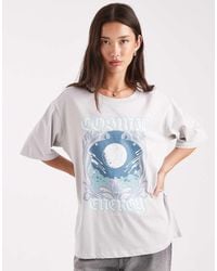 ONLY - T-Shirt Met Grafische Cosmic-Print En Oversized Pasvorm - Lyst
