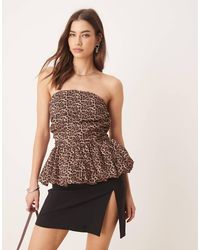 Glamorous - Ruched Strapless Puffball Hem Top - Lyst