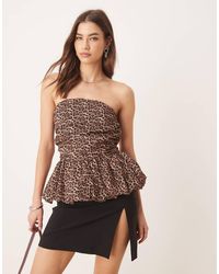 Glamorous - Ruched Strapless Puffball Hem Top - Lyst