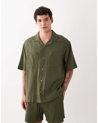 ASOS - Co-Ord Oversized Revere Crinkle Texture Shirt - Lyst