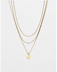 TOPSHOP - Phoebe Waterproof Stainless Steel 3 Pack Of Necklaces With Pendant - Lyst