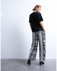 TOPSHOP - Co Ord Mono Bold Stripe Satin Trouser - Lyst