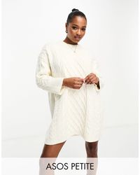ASOS - Asos design petite - robe pull courte en maille torsadée - crème - Lyst