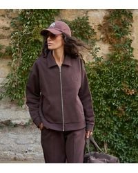 4th & Reckless - Heavyweight Cotton Collared Zip Up Bomber Sweat Jacket - Lyst