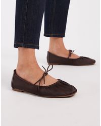 SEQWL Wide Fit - Seqwl Iris Wide Fit Tie Detail Ruched Ballet Flats - Lyst