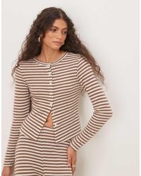 ASOS - Gestreept Vest Met Lange Mouwen En Textuur, Deel Van Co-Ord Set - Lyst