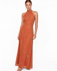 Maya - Embellished Halter Neck Open Back Maxi Dress - Lyst