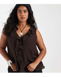 ONLY - Tie Front Ruffles Top - Lyst