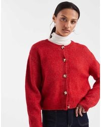 Brave Soul - Crew Neck Cardigan With Contrast Buttons - Lyst