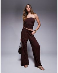 ASOS - Crinkle Tie Waist Wide Leg Pants - Lyst