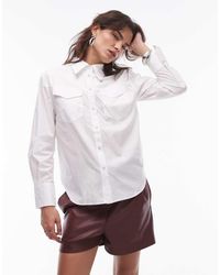 Mango - Camicia Bianca Con Colletto A Punta Stile Western - Lyst