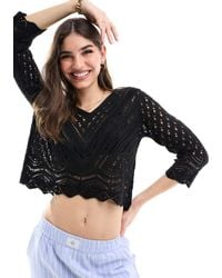 Jdy - Open Knit Scallop Edge Top - Lyst