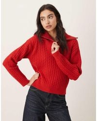 Mango - Cable Knit Quarter Zip Jumper - Lyst