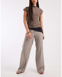 Vero Moda - Mid Waist Straight Leg Crease Front Trouser - Lyst