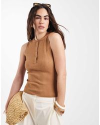 New Look - Sleeveless Henley Vest - Lyst