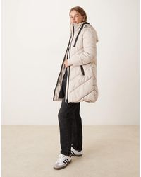 Jdy - Chevron Hooded Padded Coat Stone - Lyst