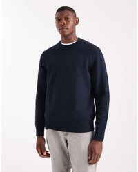 Only & Sons - Jersey Azul Marino Holgado Con Cuello Redondo De Punto De - Lyst