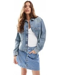 ONLY - Front Pocket Oversized Denim Shirt - Lyst