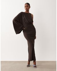 ASOS - One Shoulder Drape Back Column Maxi Dress - Lyst