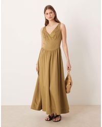 ASOS - Waisted V Neck Maxi Sundress With Seaming Details - Lyst