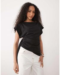 ASOS - Slash Neck Wrap Waist Top - Lyst
