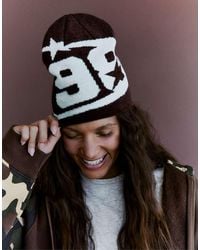 Bershka - Graphic Knit Beanie - Lyst
