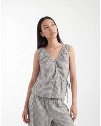 ASOS - Top d'ensemble cache-cœur noué sur le côté à carreaux - Lyst