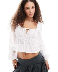 Reclaimed (vintage) - Gerimpelde Top Met Gestrikte Voorkant - Lyst