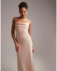 ASOS - Bridesmaid Satin Cowl Neck Maxi Dress With Full Skirt - Lyst