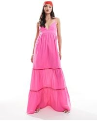 ONLY - Tiered Maxi Dress With Contrast Lace - Lyst