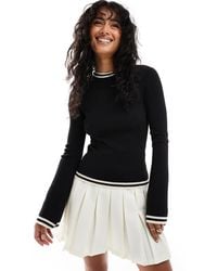 Pretty Lavish - Contrast Knit Long Sleeve Top - Lyst