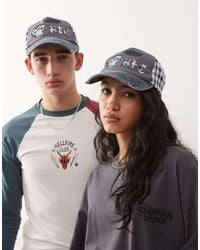 Reclaimed (vintage) - X Stranger Things Unisex Cap With Contrast Gingham And Logos - Lyst