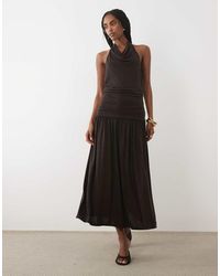 Mango - Cowl Neck Halterneck Drop Waist Maxi Dress - Lyst