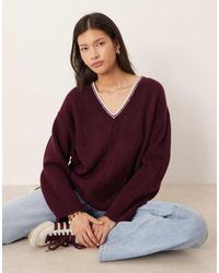ASOS - Relaxed V Neck Jumper With Contrast Tipping - Lyst