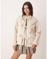 Miss Selfridge - Contrast Collar Borg Tie Detail Jacket - Lyst